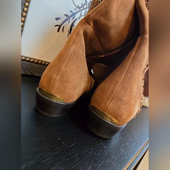 Michael Kors Malin Over The Knee Boots Brown And Gold Suede Boots Size 9 - Picture 4 of 11